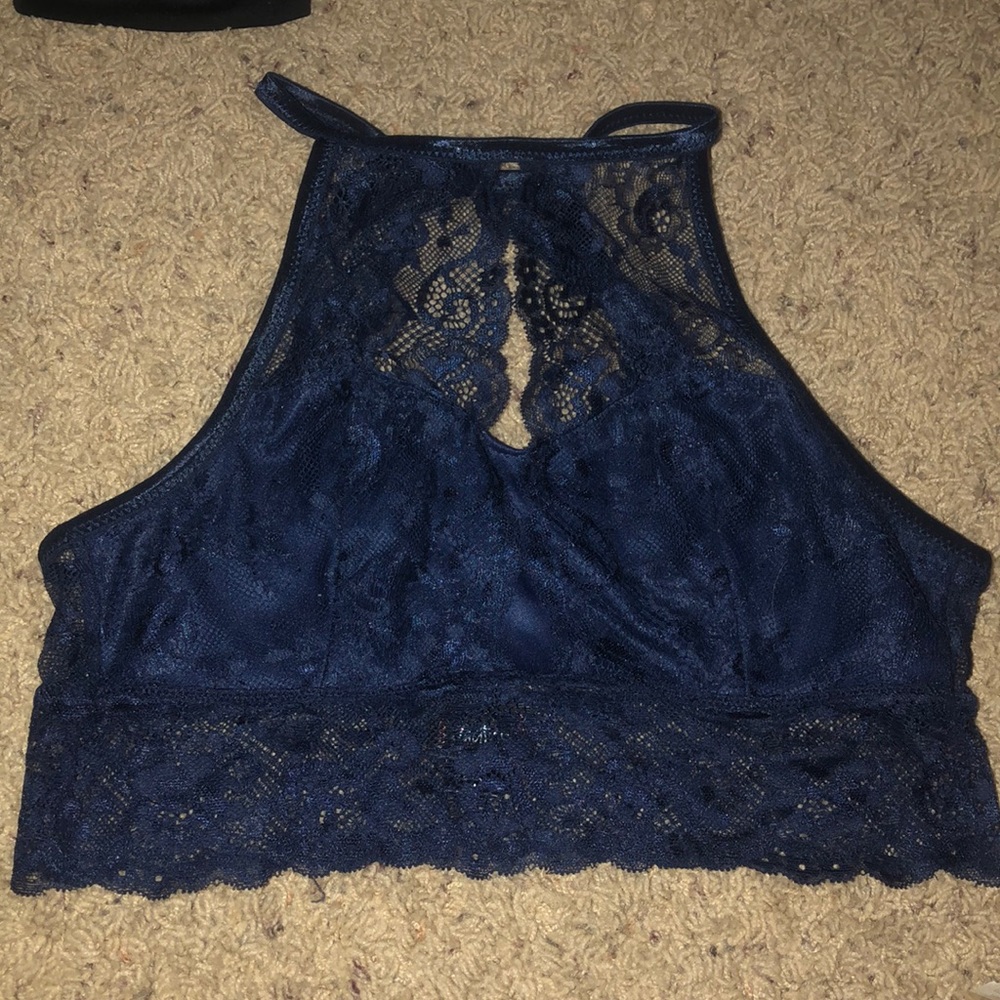 Navy Blue Racerback Lace Bra
